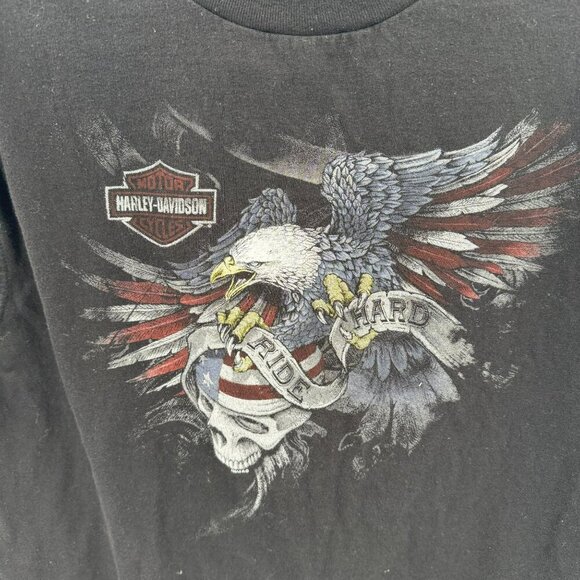 Harley-Davidson Mens Sleeveless T-Shirt XL Black Collierville TN Eagle Graphic R - Picture 4 of 7